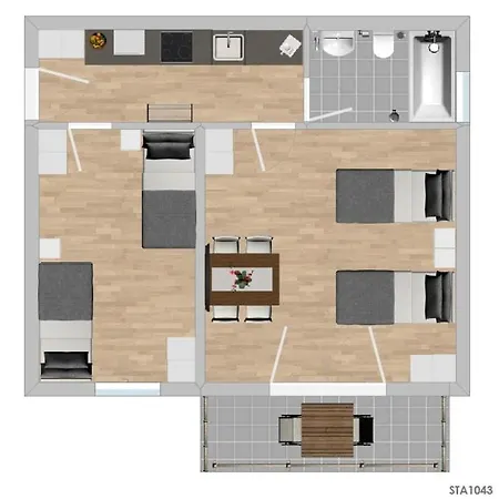 Sta1043 Gut Geschnittene Monteurwohnung Mit Balkon * Stamsried